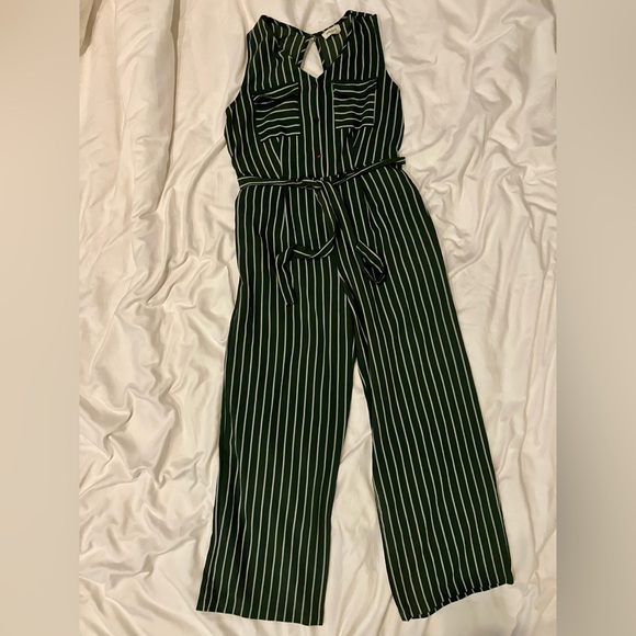 Monteau Pants - Green striped jumpsuit